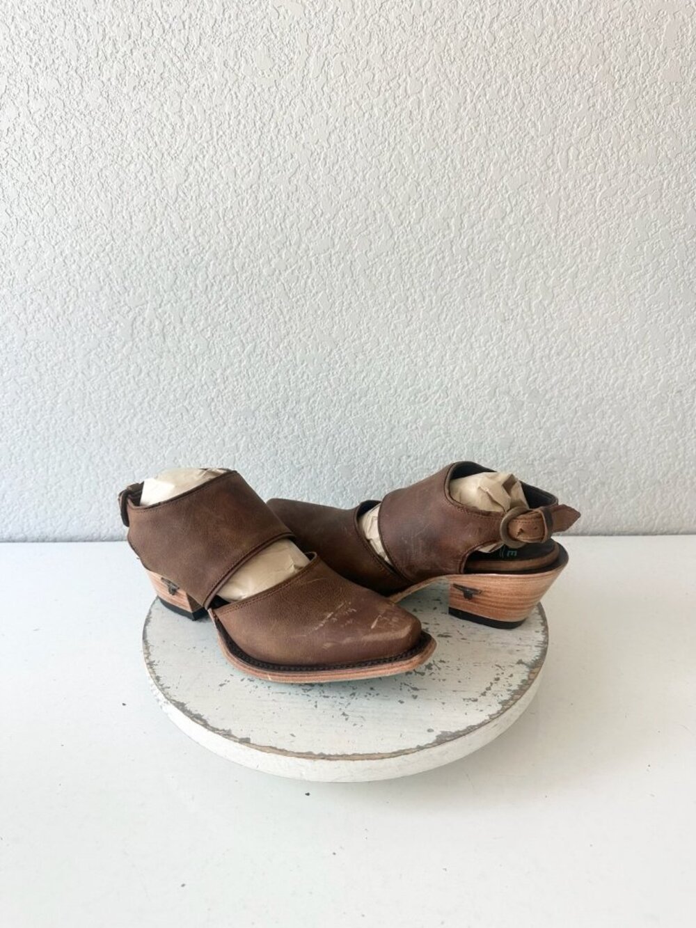 Lane Robin Slingback Mule Brown Cowboy Boots Womens Cowgirl Western Ankle Sz 7 - Picture 12 of 12